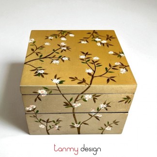 Hộp sơn mài vuông 2 tầng 15 cm